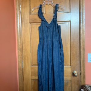 NWOT Sleeveless jean jumpsuit, size 8